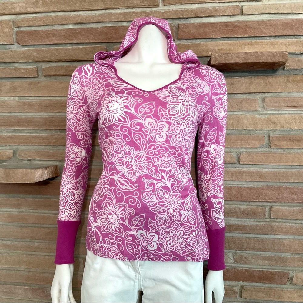 Prana Lightweight Boho Floral Pullover Hoodie